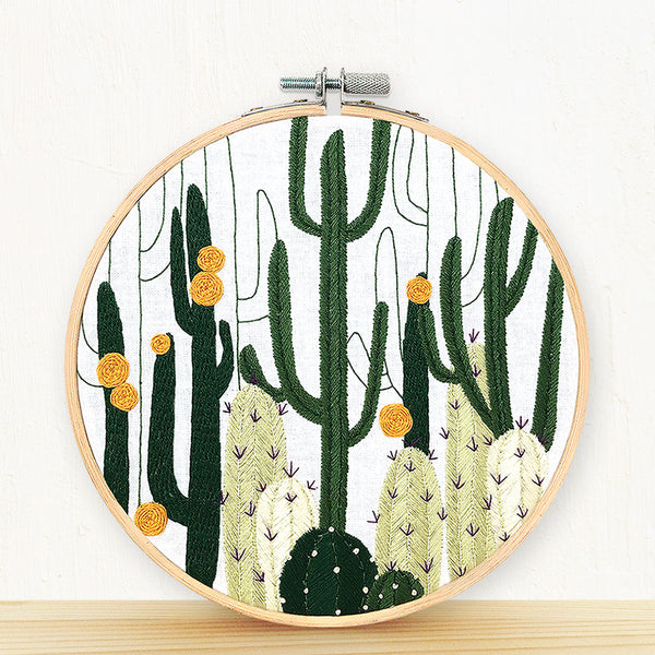Load image into Gallery viewer, Cactus Bloom embroidery kit
