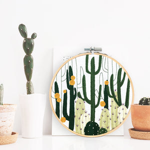 cactus wall art embroidery hoop