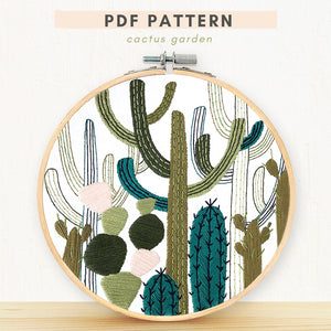 PDF embroidery Pattern cactus garden 