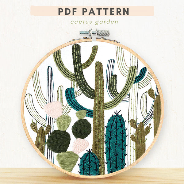 Load image into Gallery viewer, PDF embroidery Pattern cactus garden 
