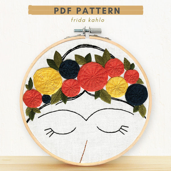 Load image into Gallery viewer, PDF embroidery Pattern frida kahlo
