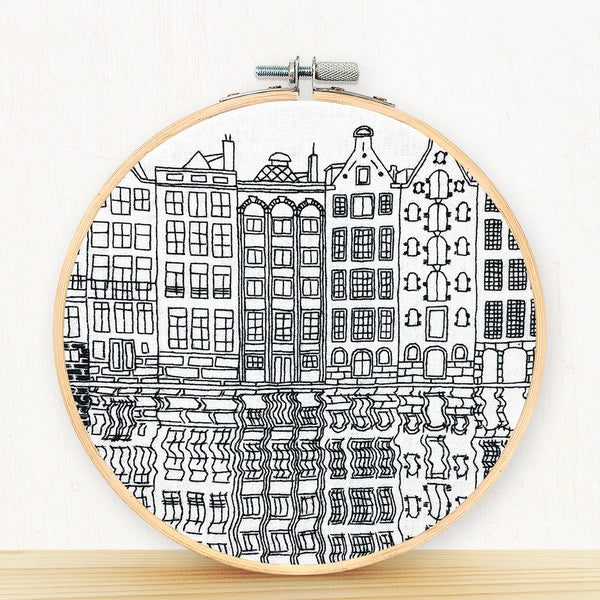 Load image into Gallery viewer, Gingerbread Houses, Amsterdam - embroidery kit
