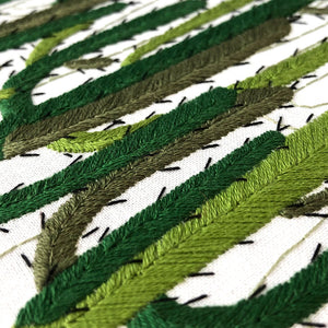Green Hand Embroidery Satin Stitches 