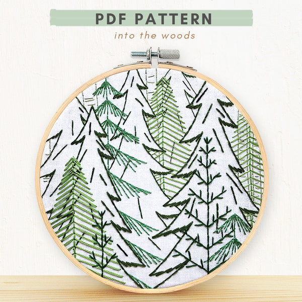 Load image into Gallery viewer, PDF embroidery Pattern forest trees
