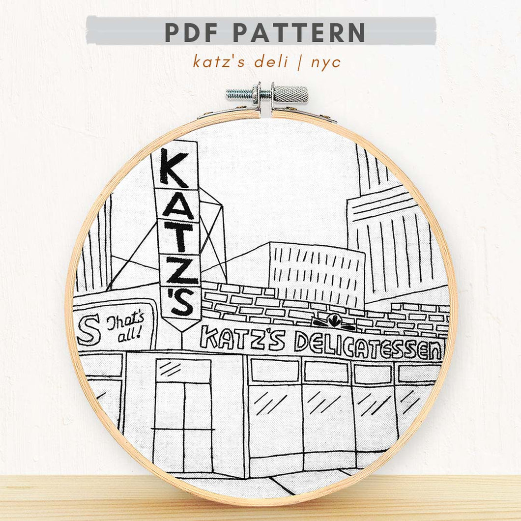 PDF embroidery Pattern katz's deli nyc