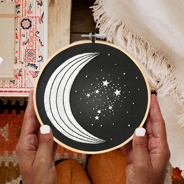 Load image into Gallery viewer, zodiac libra 6 inch embroidery hoop art
