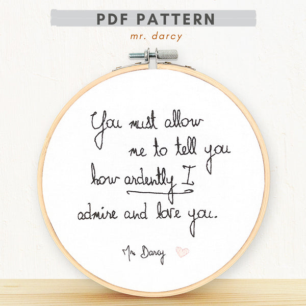 Load image into Gallery viewer, PDF embroidery Pattern pride and prejudice quote
