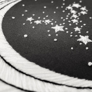 star and moon embroidery hoop art