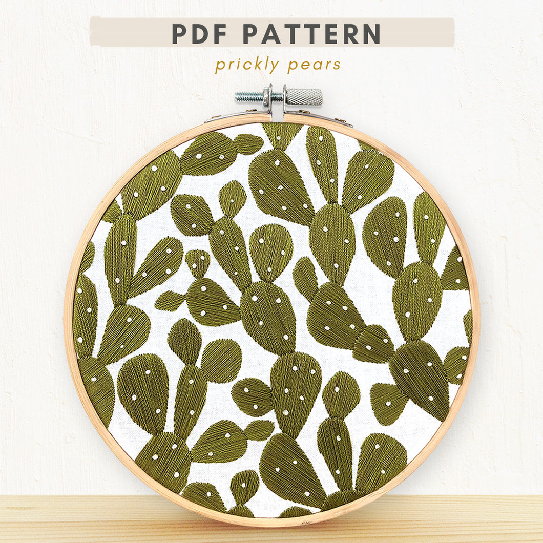 PDF embroidery Pattern succulent prickly pears