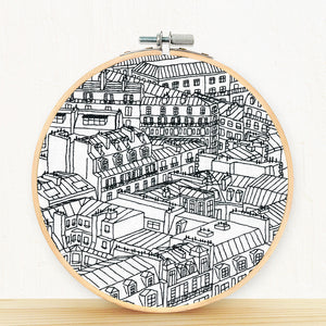 rooftops of paris embroidery design for 6 inch hoop
