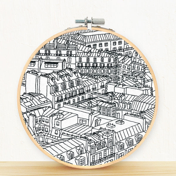 Load image into Gallery viewer, rooftops of paris embroidery design for 6 inch hoop
