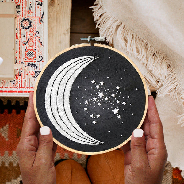 Load image into Gallery viewer, zodiac constellation sagittarius 6 inch embroidery hoop art
