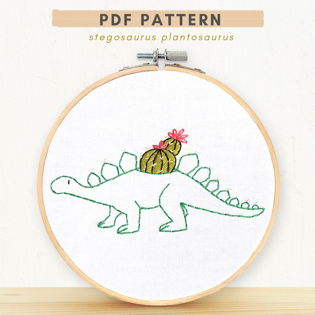 PDF Embroidery Pattern- Stegosaurus Plantosaurus