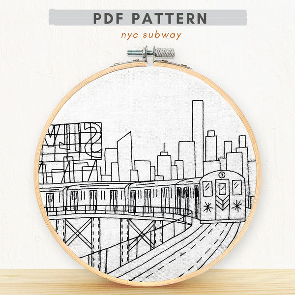 Load image into Gallery viewer, PDF embroidery Pattern nyc subway train
