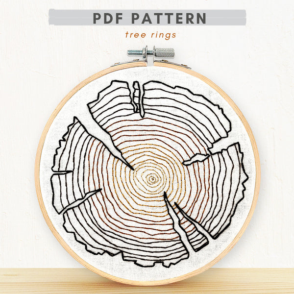 Load image into Gallery viewer, PDF embroidery Pattern tree rings
