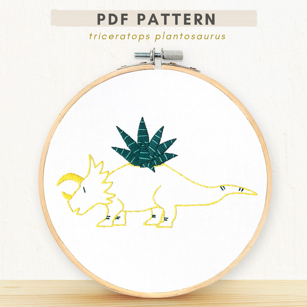 PDF digital embroidery Pattern triceratops