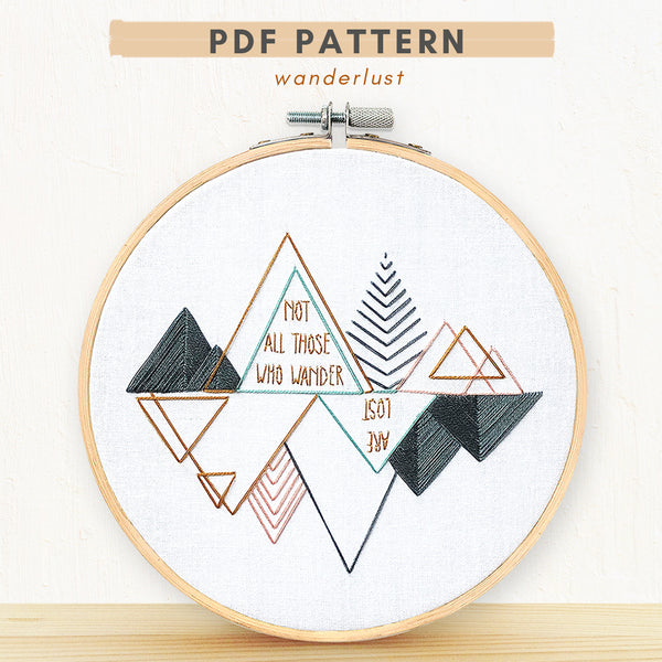 Load image into Gallery viewer, PDF embroidery Pattern not all those who wander are lost quote 
